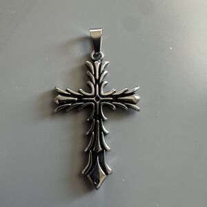 Stainless Steel Cross Pendant 24” Chain Viking Vintage Unisex Trendy Necklace